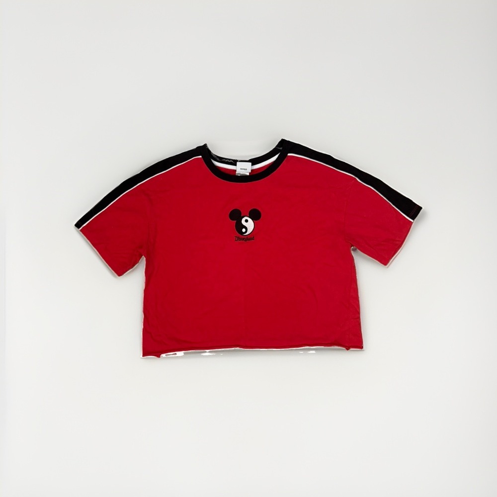 Disney Parks Yin Yang Mickey Crop Top Shirt Authentic Vintage T-shirt Size Large